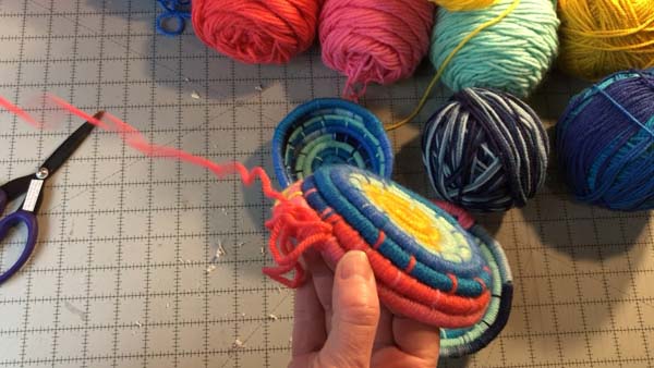 Coil Basket 43 Needle through loop to tie off