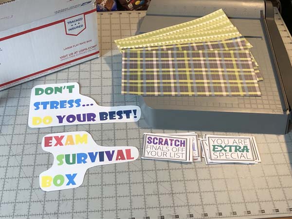 College Exam Care Package Cut Out Paper