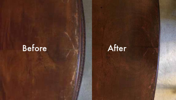 Conceal Furniture Scratches with Coffee Grounds - Before & After