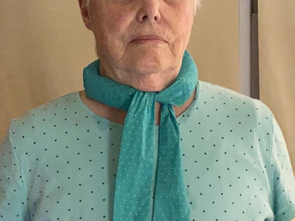 Cooling Neck Wrap on Neck