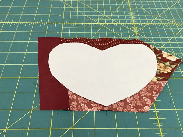 Crazy Patchwork Heart Fabric with Template