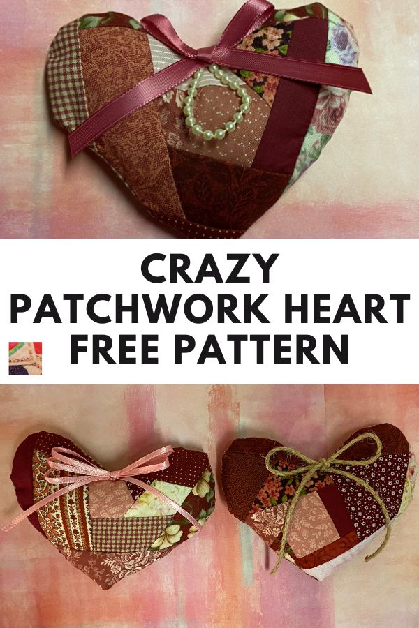 Crazy Patchwork Heart - Free Pattern - pin