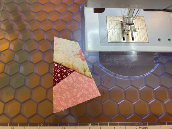 Crazy Patchwork Heart Next Piece Sewn