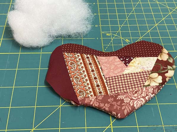 Crazy Patchwork Heart Turned with Stuffing