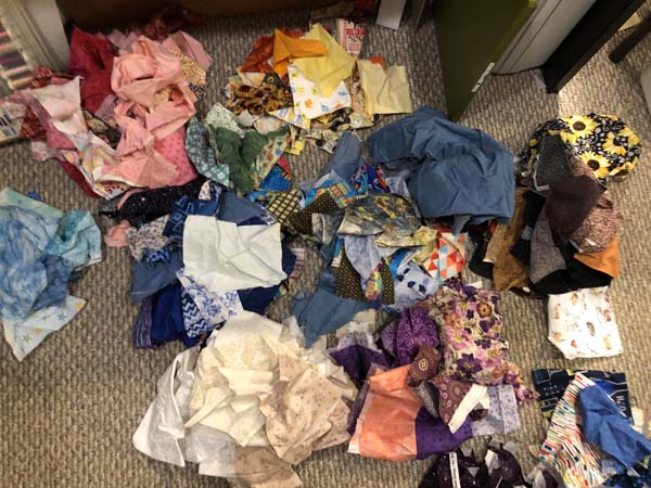 Crazy Quilt Block Scraps Sorted