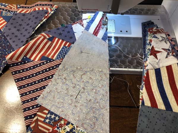 Crazy Quilt Block Sew A B C to Block