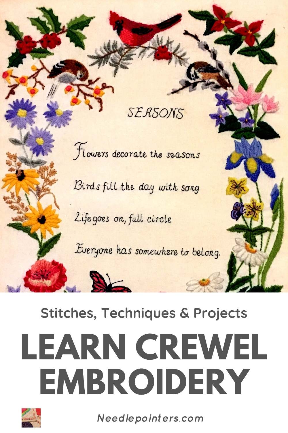 16 Flower Embroidery Patterns [4 That Are Free!] - Crewel Ghoul