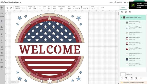 Cricut Shadowboxes Flag Design in Design Space