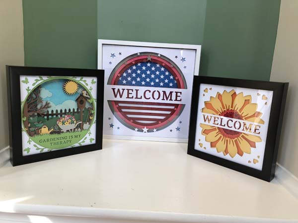 Cricut Shadowboxes Three Finished Shadow boxes