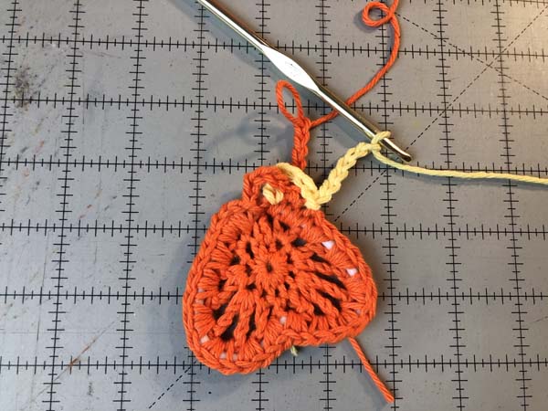 Crochet Heart 13 Second Loop Stitched and chains