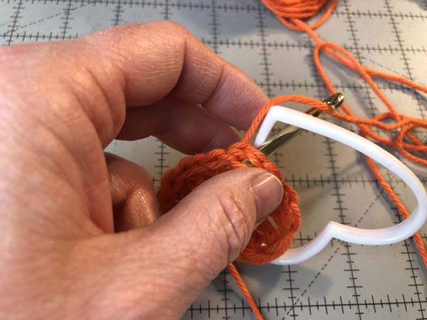 Crochet Heart 7 Hook Through Heart Yarn over