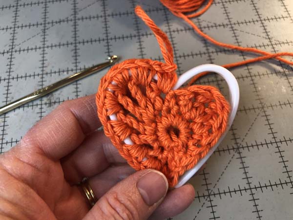 Crochet Heart 9 First Half Heart Ring Stitched