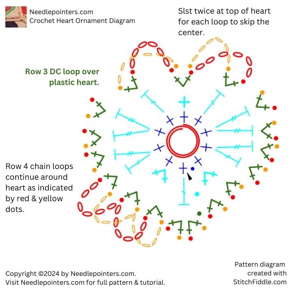 Crochet Heart Ornament Diagram