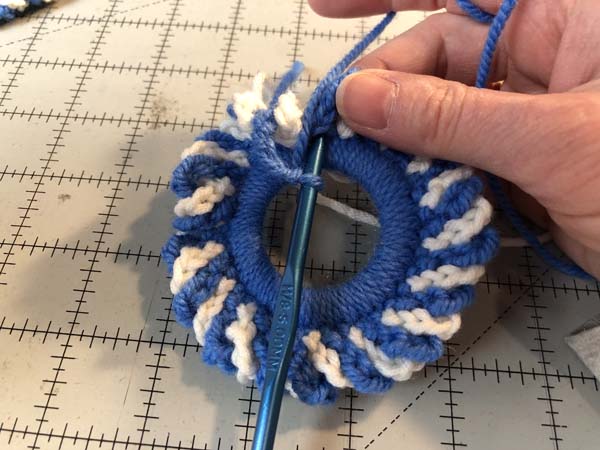 Crochet Wreath Ornament 18 Color 1 SLST in Base of first CH