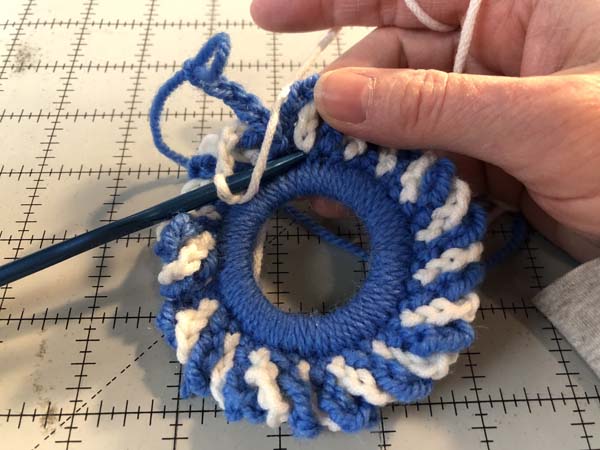 Crochet Wreath Ornament 19 Color 2 SLST Base first color 2 ch