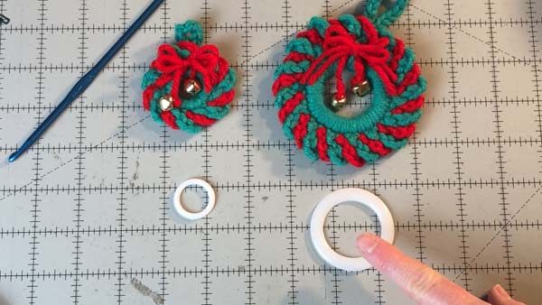 Crochet Wreath Ornament Small Large with Ring