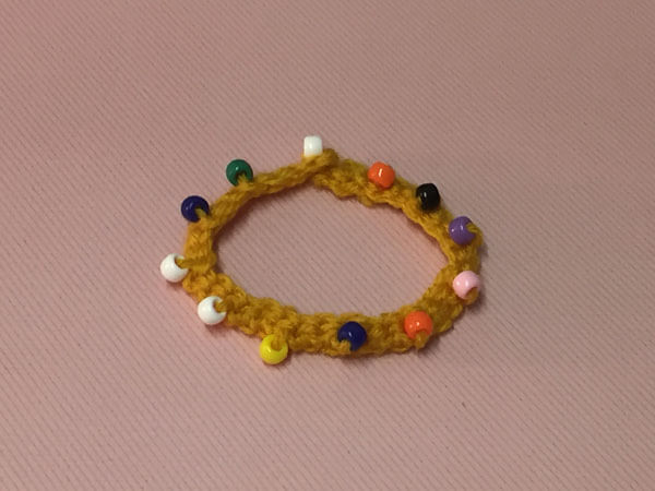 Doll Crocheted Beaded Necklace Tutorial - Finished Gold Necklace