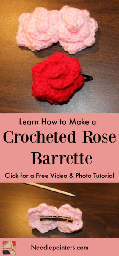 Crocheted Rose Barrette