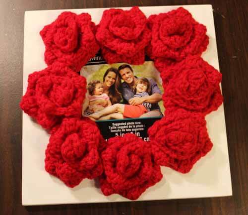 Crocheted Rose Frame