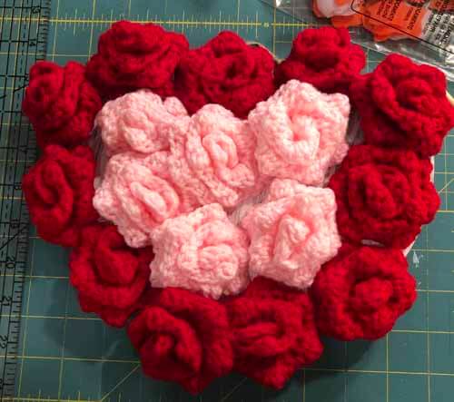 Crocheted Rose Heart Door Hanger