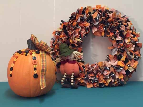 Cute as a Button Pumpkin - Completed with Wreath