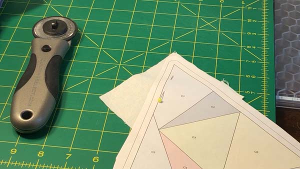 D20 Dice Paper Piece 9 Fabric Behind Section 1