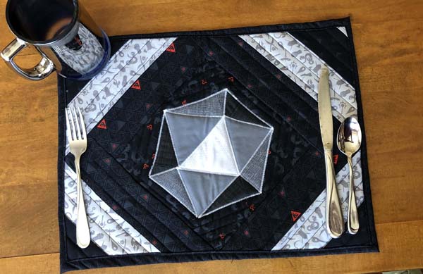 D20 Dice Paper Piece Placemat with Silverware and Mug