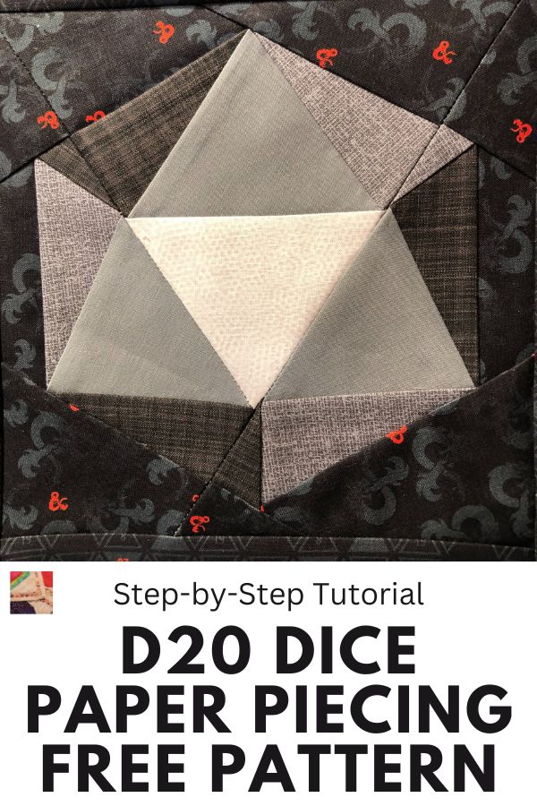 D20 Dice Paper Piecing Pattern - pin