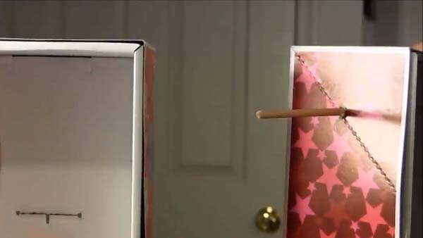 DIY Doll Clothes Closet 3 Put Dowel Through First Box