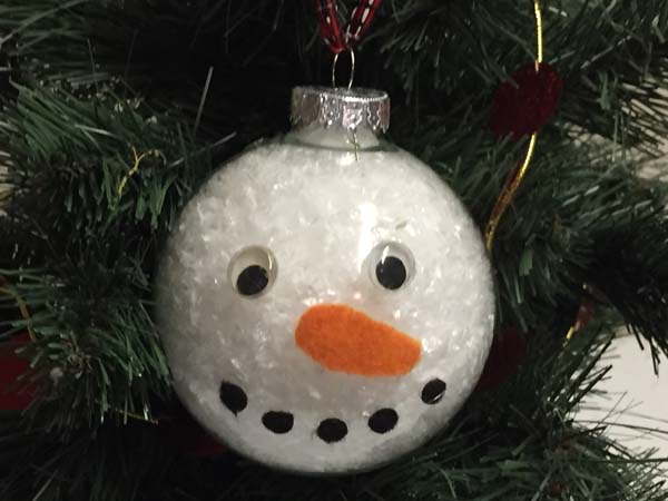 DIY Clear Glass Ball Snowman Ornament Craft for Christmas