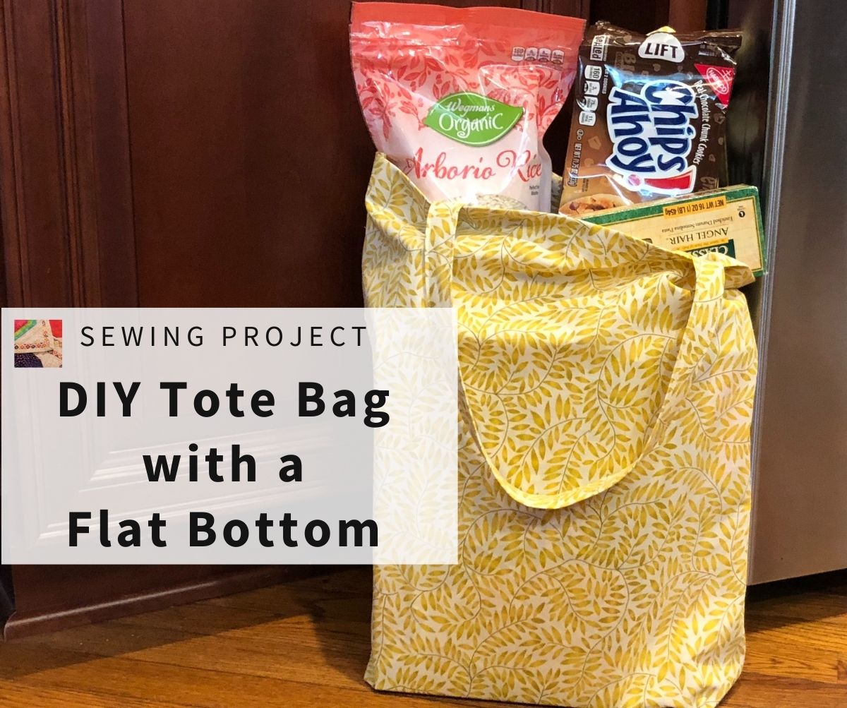 How to sew a Tote Bag with Flat Bottom. Easy Free Pattern and Tutorial.