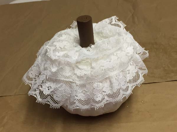 DIY White Lace Pumpkin Add Cork Stem