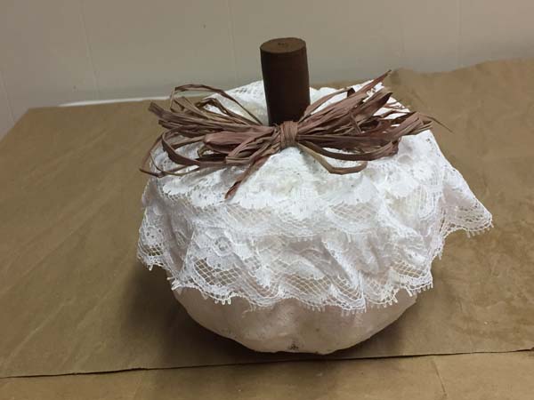 DIY White Lace Pumpkin Add Decor
