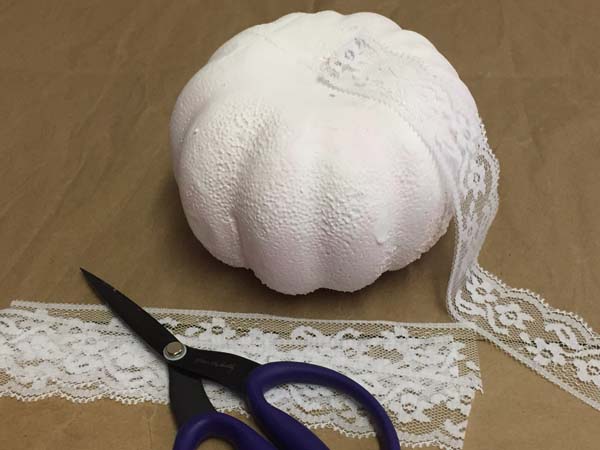 DIY White Lace Pumpkin Cut Lace