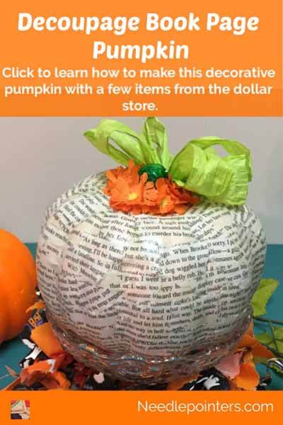 Decoupage Book Page Pumpkin - pin