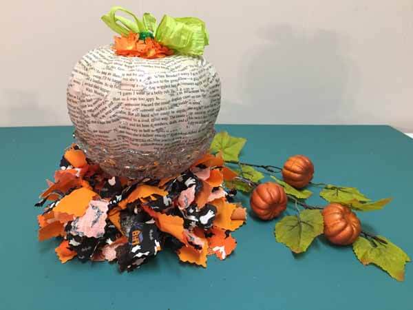 Decoupage Book Pumpkin - Finished Display