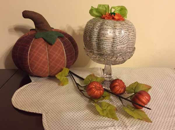 Decoupage Book Pumpkin - Finished with Decorations