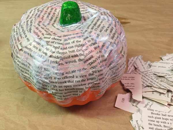 Decoupage Book Pumpkin - Half Complete