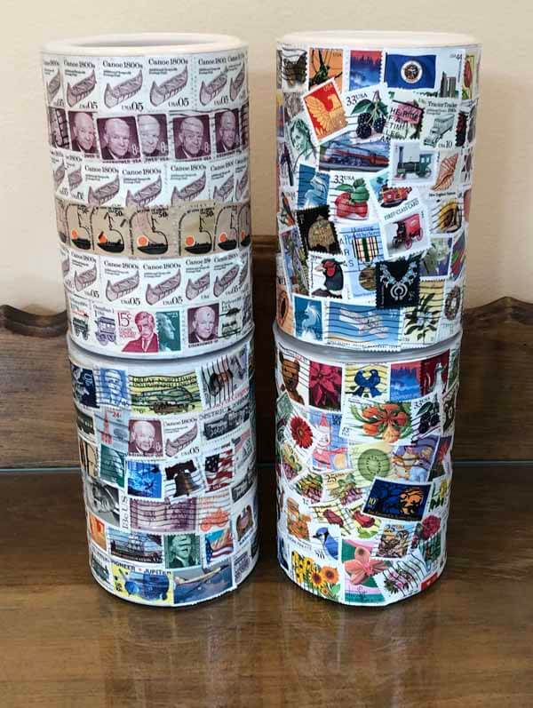 Decoupage Postage Stamp Container Tutorial - Stacked