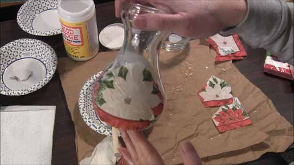 Decoupage Tea Light Holder Tutorial Add Napkin Piece