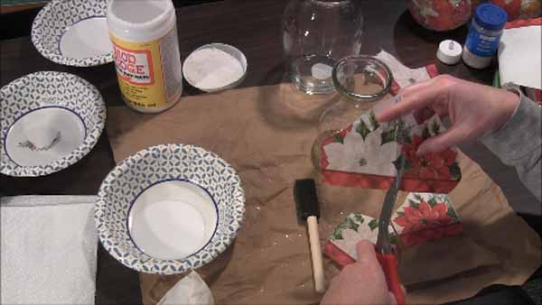 Decoupage Tea Light Holder Tutorial Cut Out Paper Napkin