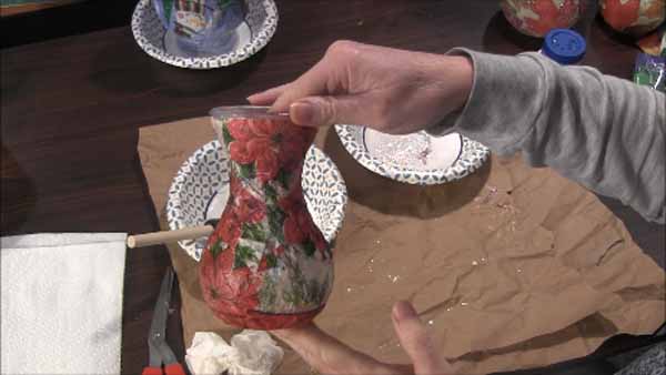 Decoupage Tea Light Holder Tutorial Finished Dried Before Glitter