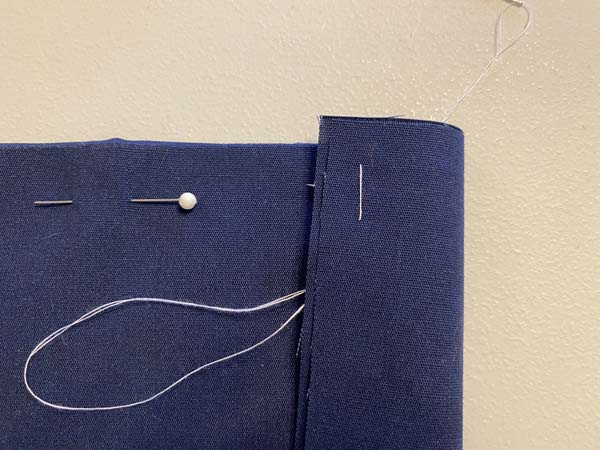 Diagonal Basting Stitch Backside