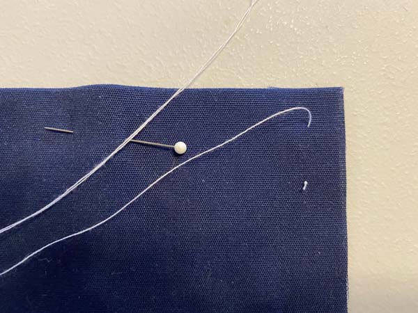 Diagonal Basting Stitch Pulled through