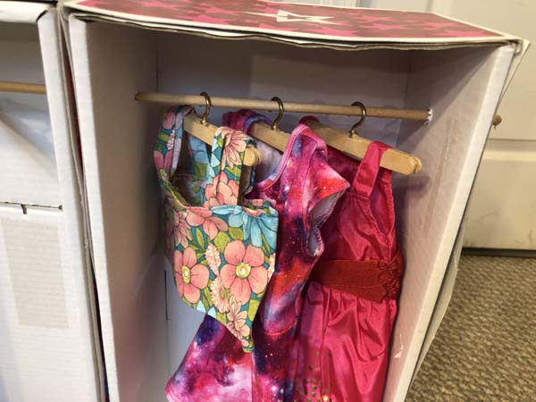 Doll Clothes Hanger with Clothes Hanging