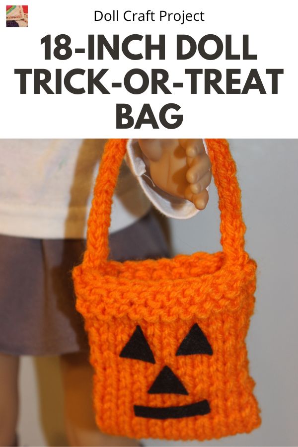 18-inch Doll Knitted Trick or Treat Bag - pin
