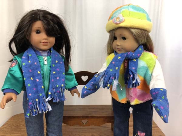 Doll Scarf Two Dolls Wearing Scarf