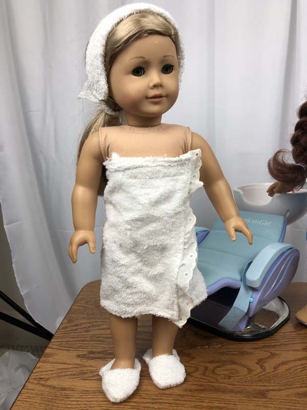 Doll Spa Towel Wrap Slippers Headband