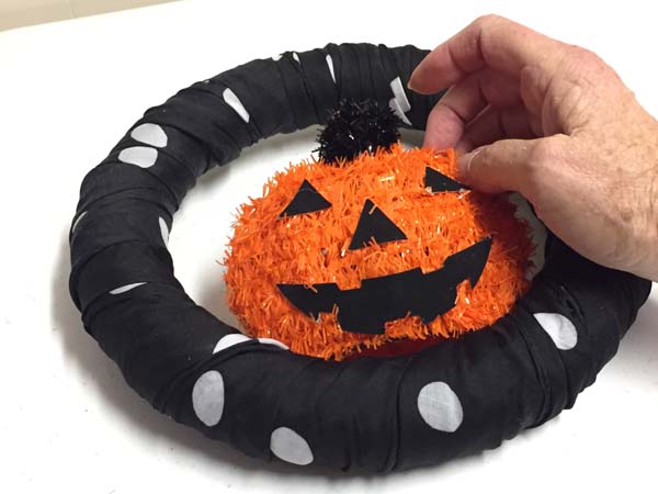 Dollar Store Halloween Wreath Place Pumpkin