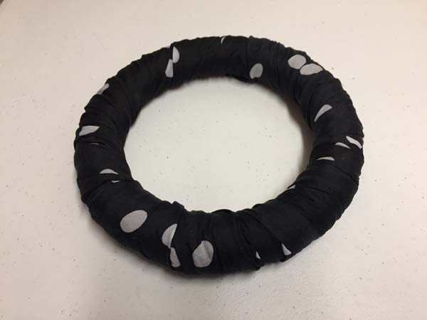 Dollar Store Halloween Wreath Scarf Covering Wreath